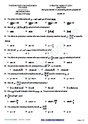 Kiểm tra định kỳ làn 1 môn toán - Mã đề 101